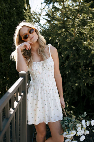 Tie Shoulder Floral Dress *final sale - The Red Thread Boutique