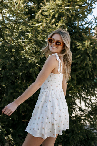 Tie Shoulder Floral Dress *final sale - The Red Thread Boutique