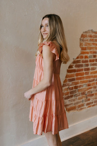 V Neck Babydoll Dress, Coral *final sale - The Red Thread Boutique