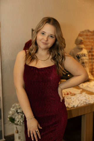 Velvet Dress, Berry *final sale* - The Red Thread Boutique