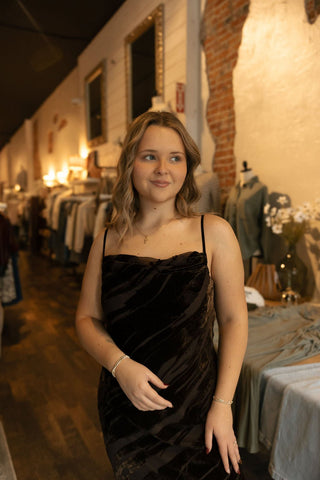 Velvet Textured Dress, Brown *final sale - The Red Thread Boutique