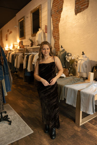 Velvet Textured Dress, Brown *final sale - The Red Thread Boutique