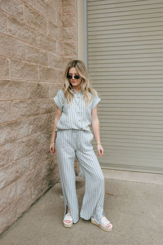 Verna Pants, Sage Stripe *final sale - The Red Thread Boutique