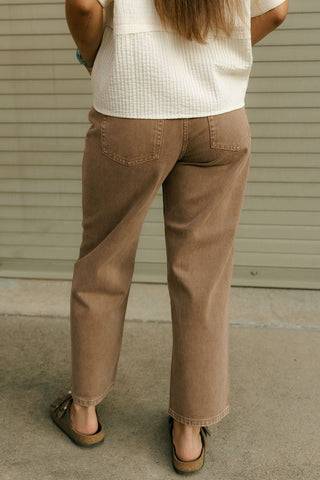 Washed Color Pants, Mocha - The Red Thread Boutique