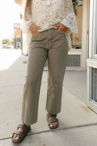 Washed Color Pants, Olive *final sale - The Red Thread Boutique