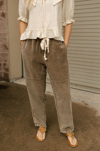 Washed Cord Pants, Olive *final sale* - The Red Thread Boutique