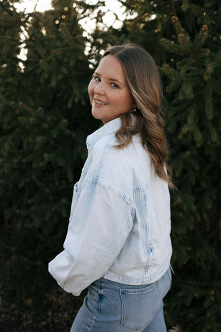 Washed Stripe Jacket, Denim *final sale - The Red Thread Boutique