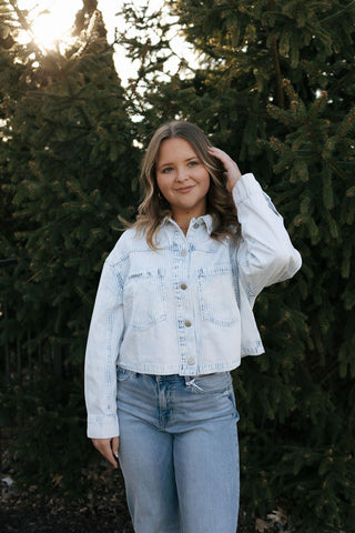Washed Stripe Jacket, Denim *final sale - The Red Thread Boutique