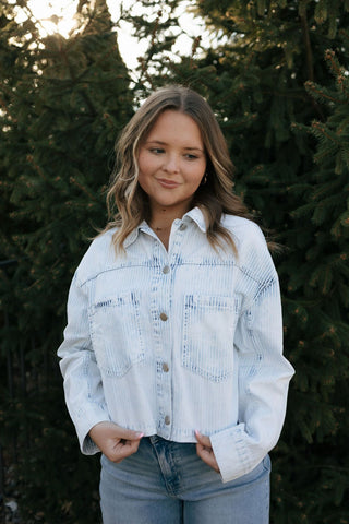Washed Stripe Jacket, Denim *final sale - The Red Thread Boutique
