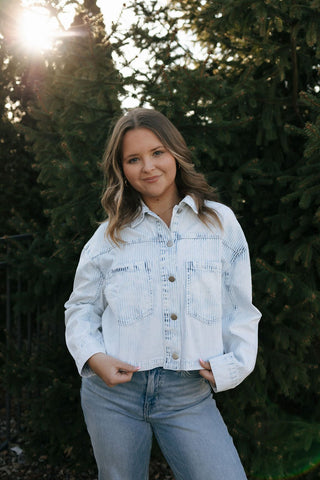 Washed Stripe Jacket, Denim *final sale - The Red Thread Boutique