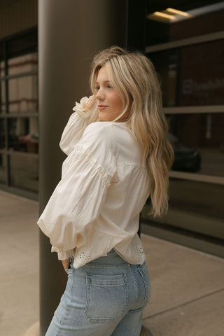 Willow Eyelet Top, Ivory *final sale - The Red Thread Boutique
