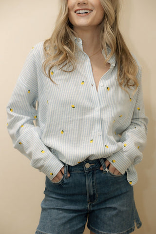 Willow Shirt, Lemon Stripe - The Red Thread Boutique