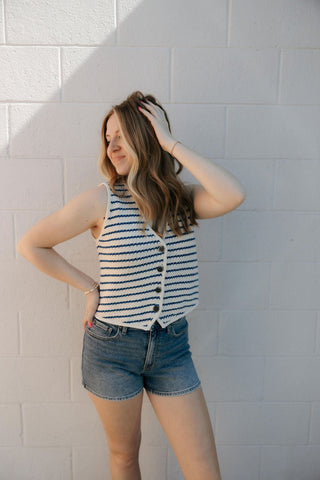 Winslet Vest Top, Blue *final sale - The Red Thread Boutique