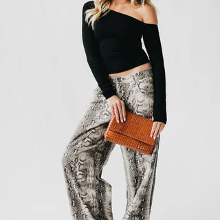 Wrenlee Woven Flap Crossbody: Brown - The Red Thread Boutique