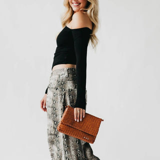 Wrenlee Woven Flap Crossbody: Brown - The Red Thread Boutique