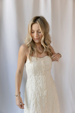 Z Supply Angel Eyes Textured Midi Dress, Champagne - The Red Thread Boutique