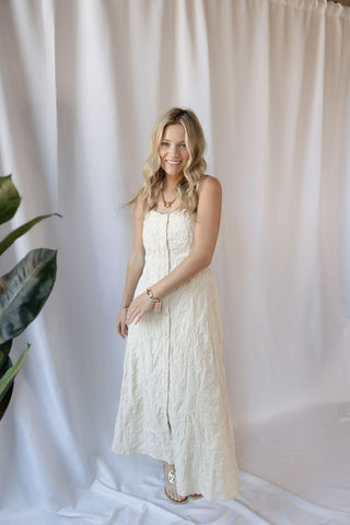 Z Supply Angel Eyes Textured Midi Dress, Champagne - The Red Thread Boutique