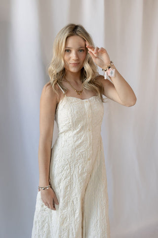 Z Supply Angel Eyes Textured Midi Dress, Champagne - The Red Thread Boutique