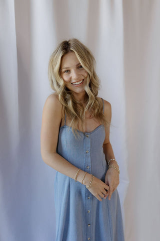Z Supply Angel Eyes Twill Midi Dress, Lake Blue - The Red Thread Boutique