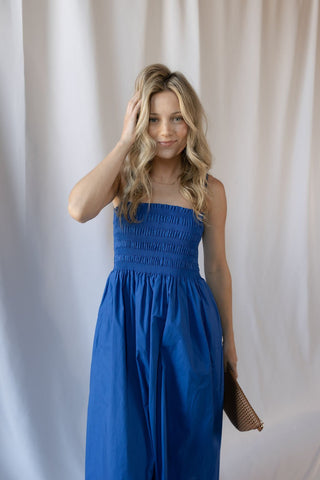 Z Supply Cornelia Poplin Midi Dress, Nautical - The Red Thread Boutique