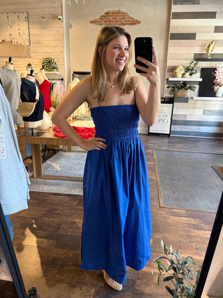 Z Supply Cornelia Poplin Midi Dress, Nautical - The Red Thread Boutique