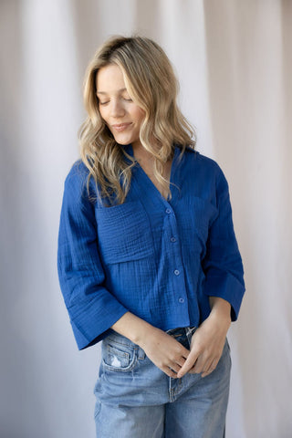 Z Supply Helena Shirt, Nautical - The Red Thread Boutique