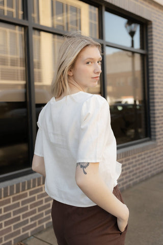Z Supply Le Belle Linen Top, White - The Red Thread Boutique