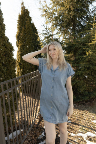 Z Supply Napa Denim Mini Dress, Shoreline - The Red Thread Boutique