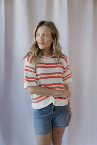Z Supply Prado Stripe Sweater Tee, Gelato - The Red Thread Boutique