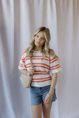 Z Supply Prado Stripe Sweater Tee, Gelato - The Red Thread Boutique