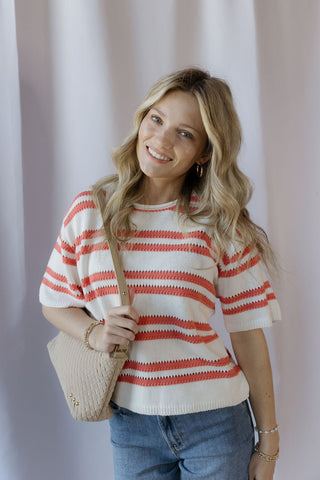 Z Supply Prado Stripe Sweater Tee, Gelato - The Red Thread Boutique