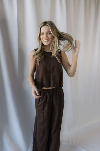 Z Supply Scout Linen Pants, Chocolate Cherry - The Red Thread Boutique