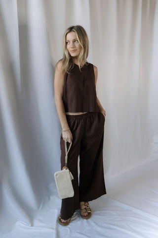 Z Supply Scout Linen Pants, Chocolate Cherry - The Red Thread Boutique