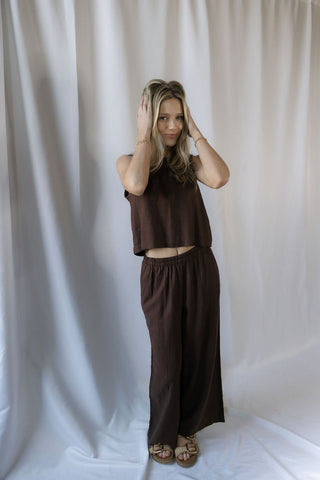 Z Supply Scout Linen Pants, Chocolate Cherry - The Red Thread Boutique
