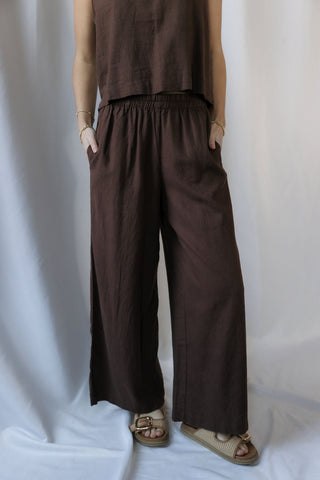 Z Supply Scout Linen Pants, Chocolate Cherry - The Red Thread Boutique