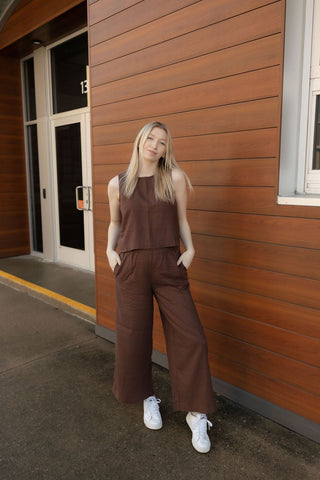 Z Supply Scout Linen Pants, Chocolate Cherry - The Red Thread Boutique