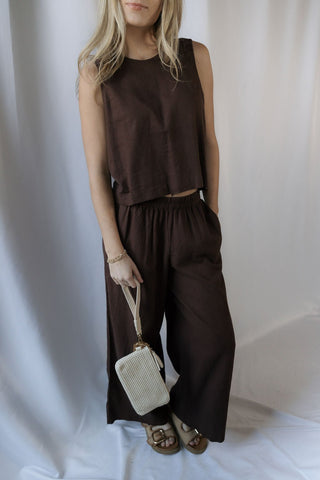 Z Supply Scout Linen Pants, Chocolate Cherry - The Red Thread Boutique