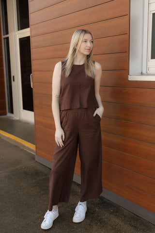 Z Supply Scout Linen Pants, Chocolate Cherry - The Red Thread Boutique