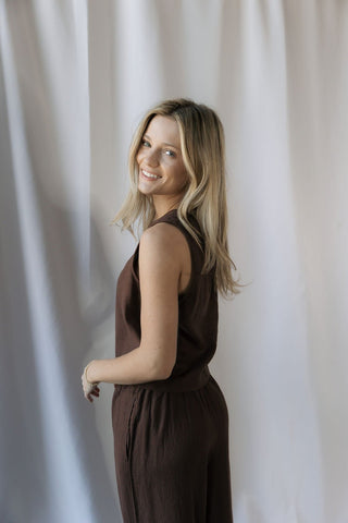 Z Supply Sloane Linen Top, Chocolate Cherry - The Red Thread Boutique