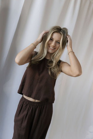 Z Supply Sloane Linen Top, Chocolate Cherry - The Red Thread Boutique