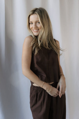 Z Supply Sloane Linen Top, Chocolate Cherry - The Red Thread Boutique