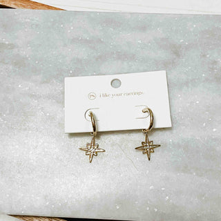 North Star Dangle Hoop Earrings *WATERPROOF*