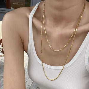 Layering Stainless Steel Gold Plated Chain Necklace: Silver
