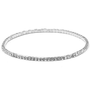 Elastic Rhinestone Bracelets: Silver