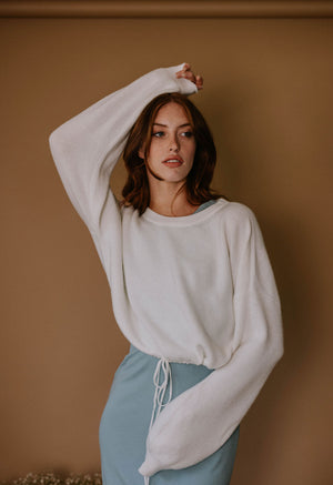 Drawstring Sweater - White