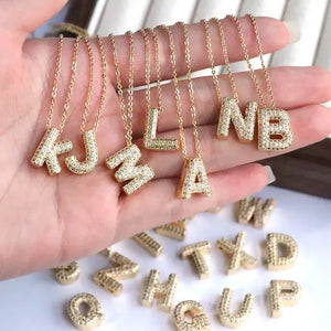 Rhinestone Letter Necklace: H