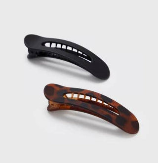 Flat Lay Claw Clip 2pc Flat - Black & Tort - The Red Thread Boutique