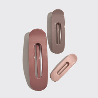 Flat Lay Claw Clip 3pc Flat - Ultra Glossy Terracotta - The Red Thread Boutique