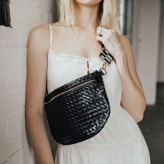 Woven Westlyn Bum Bag: Black - The Red Thread Boutique